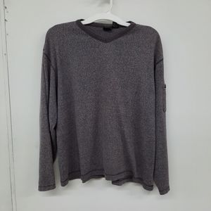 Size Large L Hydraulic Long Sleeve Knit Shirt V-neck Sleeve Pocket